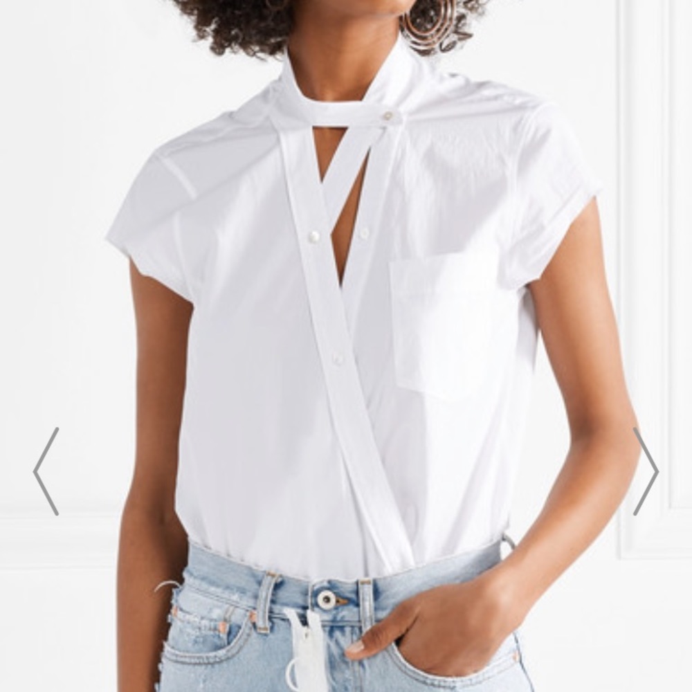 Alexander Wang Wrap-Effect Cotton-Poplin Bodysuit